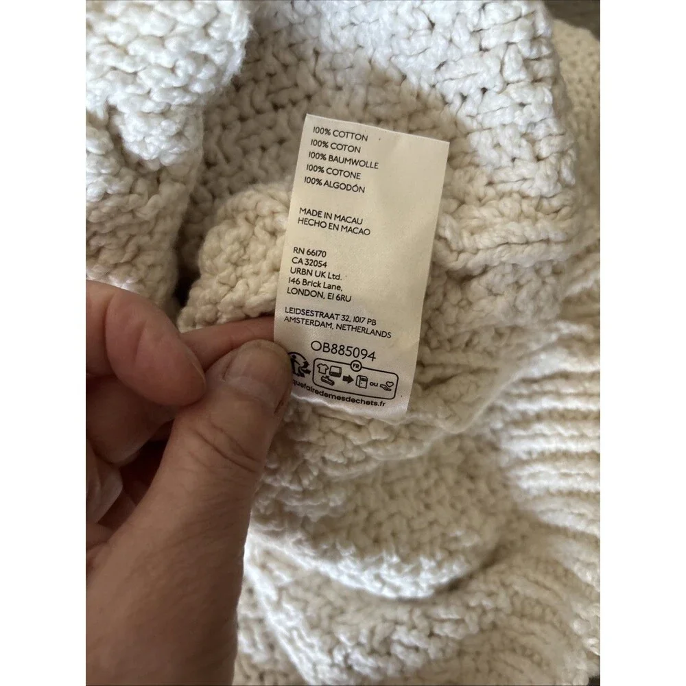 Free People Bonfire Cable Knit Crop Cardigan Sweater, Wood Buttons Ivory Cream M